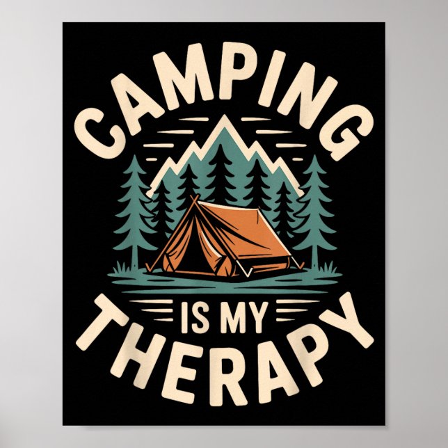 Affiche Le camping est ma thérapie drôle campeur  (Devant)