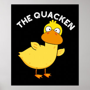 Affiche Le Canard Drôle de Quacken Pun Fond Sombre