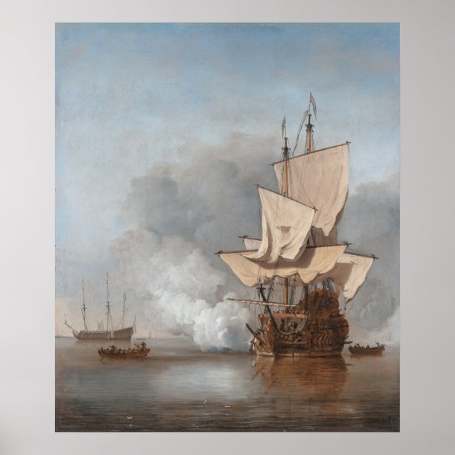Affiche Le Cannon Shot, Willem van de Velde le Jeune (Devant)