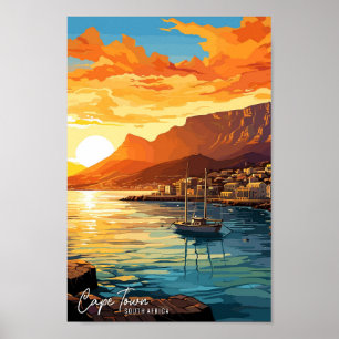 Affiche Le Cap Afrique du Sud Art Illustration de voyage