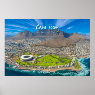 Affiche Le Cap, Afrique du Sud - Vue sur Table Mountain