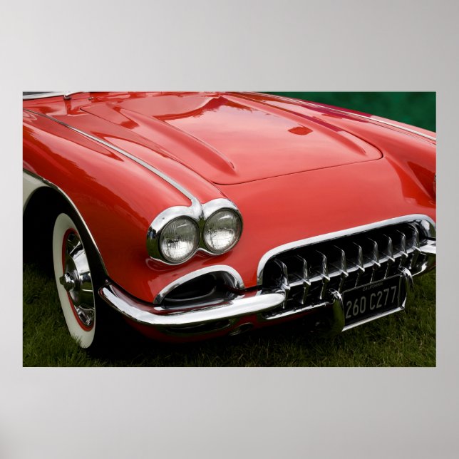 Affiche le capot d'une voiture de sport classique (Devant)