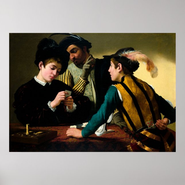 Affiche Le Cardsharps par Caravaggio (Devant)