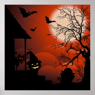 Affiche Le cauchemar de la lune sanglante d'Halloween