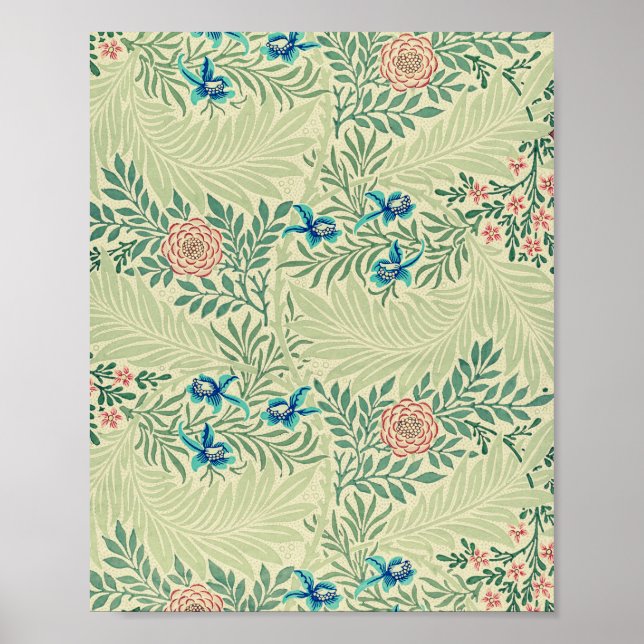 Affiche Le célèbre motif Larkspur de William Morris (Devant)