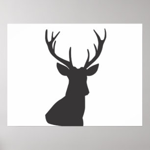 Affiche Le cerf Silhouette Silhouette animal sauvage Postc