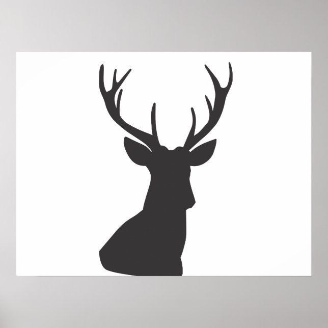 Affiche Le cerf Silhouette Silhouette animal sauvage Postc (Devant)