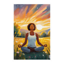 Le champ africain Yoga au coucher du soleil