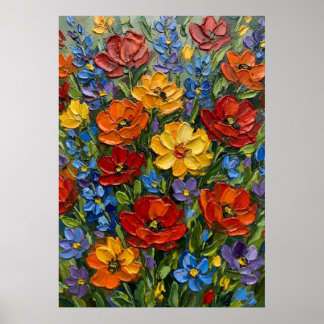 Affiche Le champ fleuri de l'art mural couleur de l'esprit