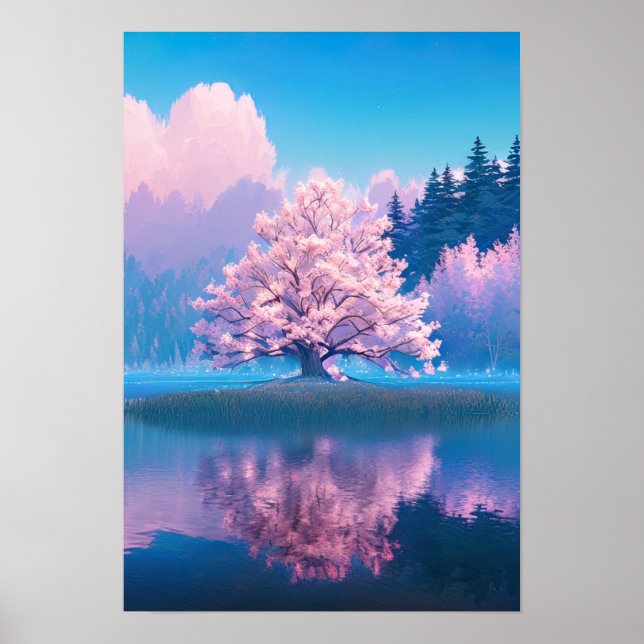 Affiche Le Charming Tree au bord du lac Still Lake (Devant)