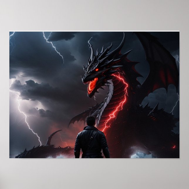 Affiche Le chasseur défie un dragon (Devant)