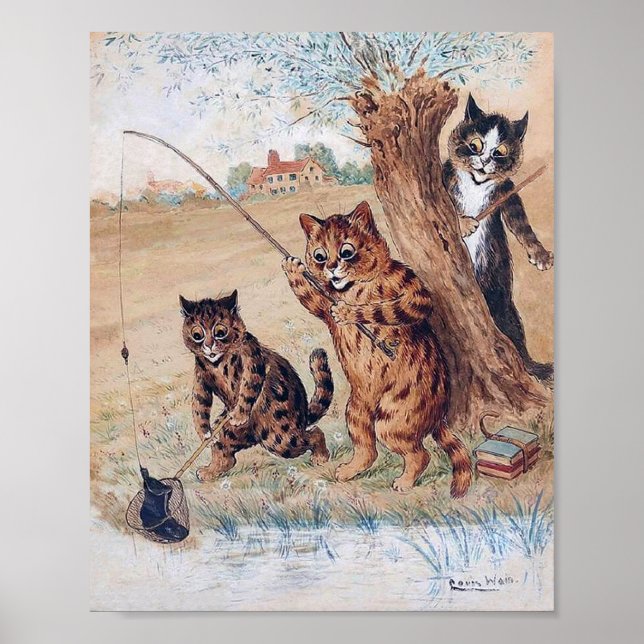 Affiche Le chat a attrapé les bottes, Louis Wain (Devant)