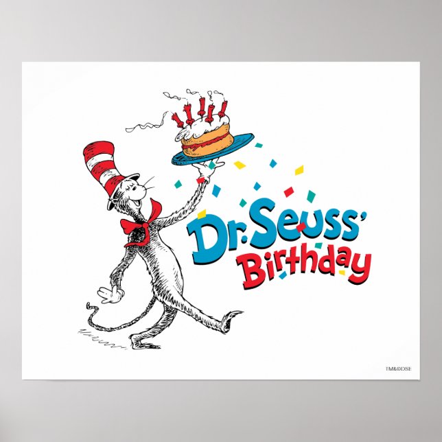 Affiche Le chat dans le Casquette | Anniversaire du Dr Seu (Devant)