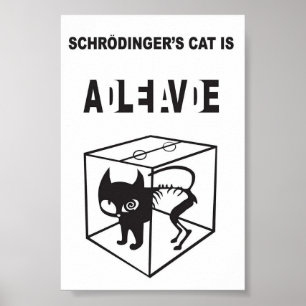 Affiche Le Chat de Schrödinger Vivant et Mort – Physique Q