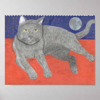 Affiche Le Chat Et La Lune De Julia Hanna