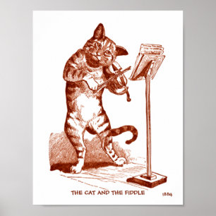 Affiche Le chat et le dessin Vintage Fiddle 1884 copie