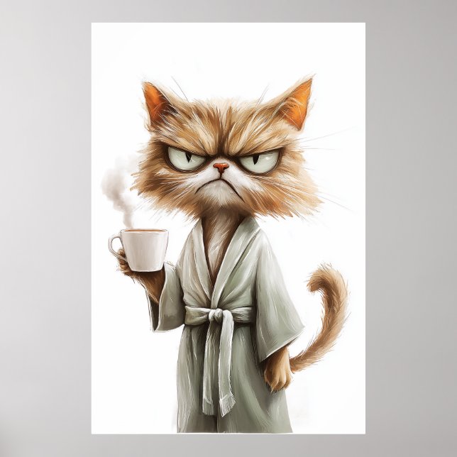 Affiche Le chat Grumpy a besoin de café (Devant)
