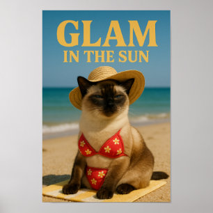 Affiche Le chat siamois est glamour au soleil