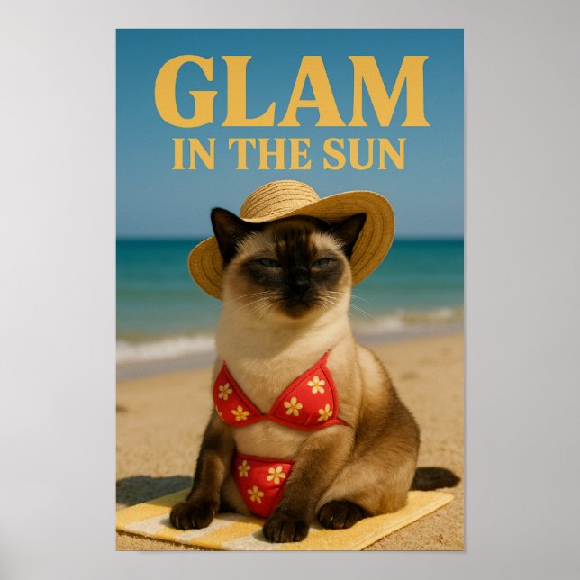 Affiche Le chat siamois est glamour au soleil (Devant)