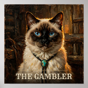 Affiche Le Chat Siamois Joueur Portrait de Compagnon Occid