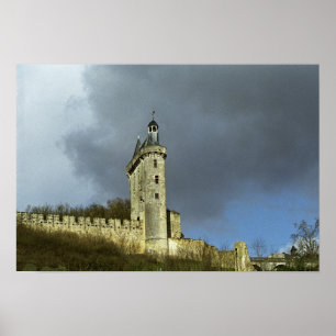 Affiche Le château du Château de Chinon sur une colline