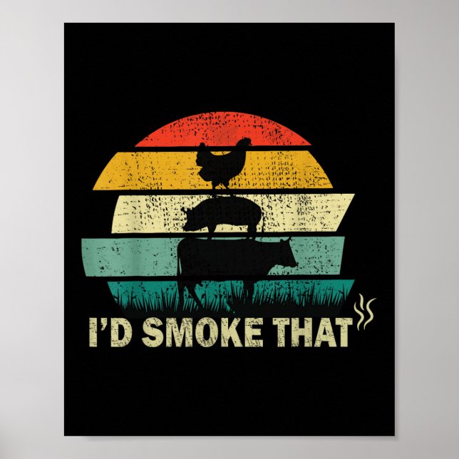 Affiche Le Chef Boucher Cook Bbq Id Fumer Que Vache Boeuf  (Devant)