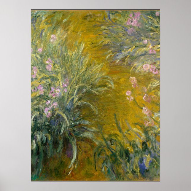 Affiche Le chemin à travers les Irises - Claude Monet (Devant)