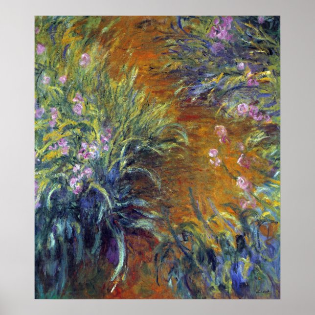 Affiche Le chemin à travers les Irises par Claude Monet (Devant)
