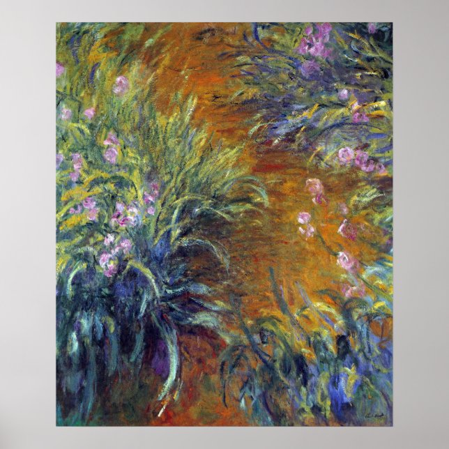 Affiche Le chemin à travers les Irises par Claude Monet (Devant)