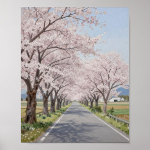 Affiche Le chemin infini des floraisons printanières : un
