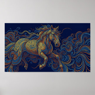 Affiche Le cheval fractal courant