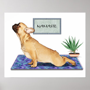 Affiche Le Chien à la française en train de faire du yoga 
