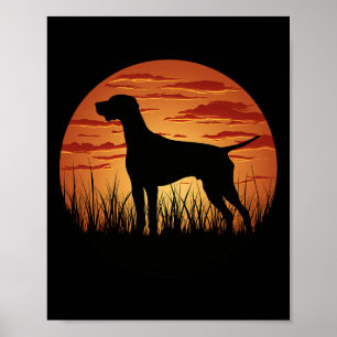 Affiche Le Chien De Pointeur De Chasse Silhouetté Contre L