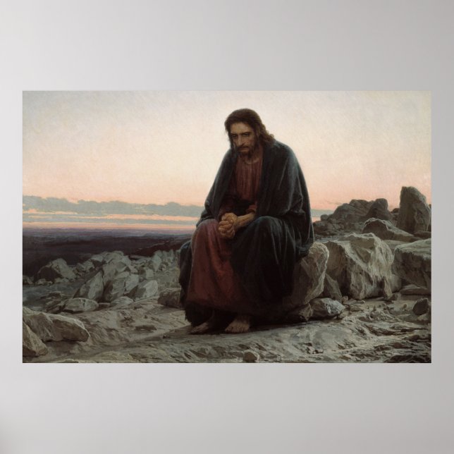 Affiche Le Christ dans le désert (par Ivan Kramskoi) (Devant)