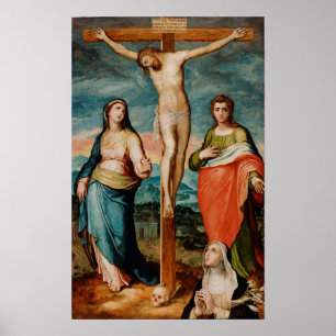 Affiche Le Christ sur la croix avec des saints
