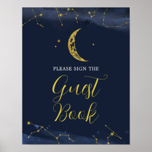 Affiche Le ciel nocturne au-dessus de la lune Baby shower