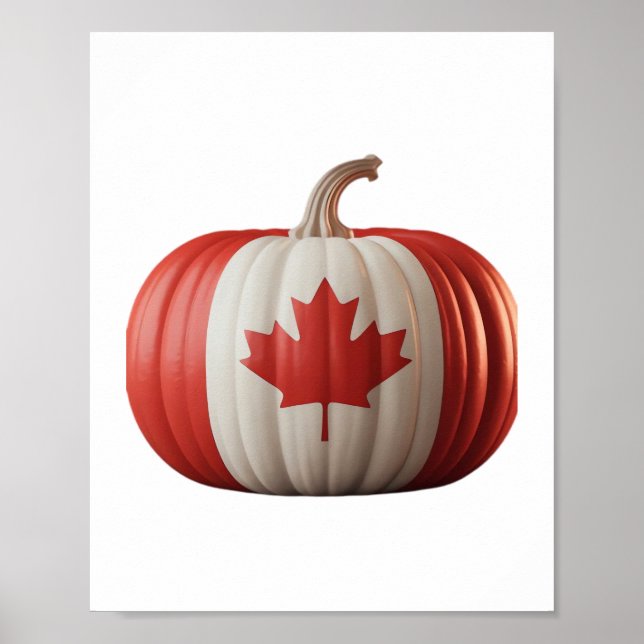 Affiche Le Citrouille du drapeau canadien Maple Leaf remer (Devant)