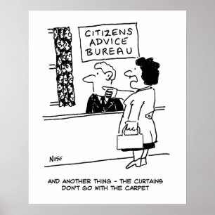 Affiche Le client du Citizens Advice Bureau donne des cons