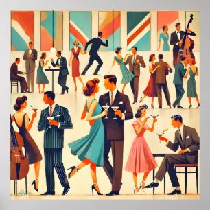 Affiche Le Club Martinis Moderne Du Milieu Du Siècle