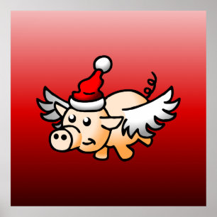 Affiche Le cochon volant de Noël