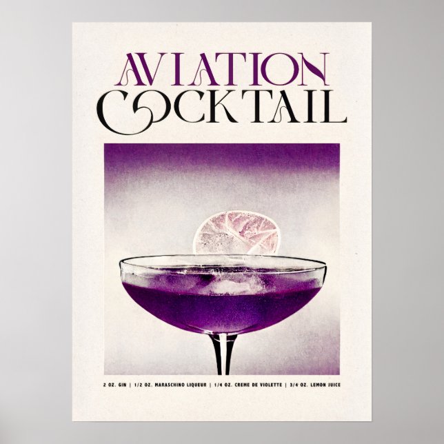 Affiche Le cocktail aviation : Un délice Violet (Devant)