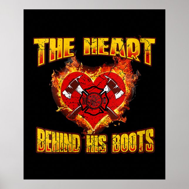 Affiche Le Coeur Derrière Ses Bottes | Amateurs de pompier (Devant)