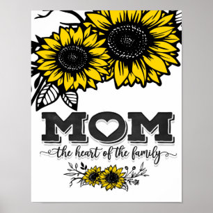 Affiche Le coeur du cadeau familial, cadeau de la fête des