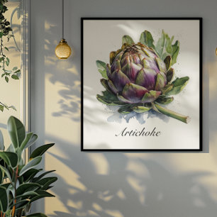 Affiche Le Coeur du Jardin : Artichoke en Aquarelle