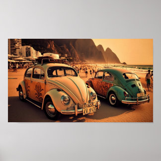 Affiche Le coléoptère Oldtimer sur la plage de Copacabana