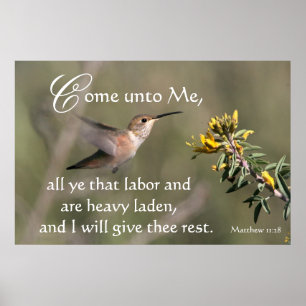 Affiche Le colibri viennent à la copie de Jésus