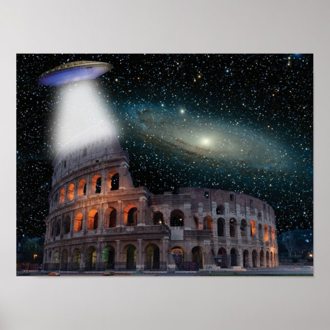 Affiche Le Colisée Rome Italie rencontre l'espace et l'OVN (Devant)