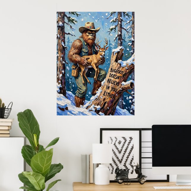 Affiche Le compagnon paisible de l'hiver : Bigfoot et la F (Bureau à domicile)