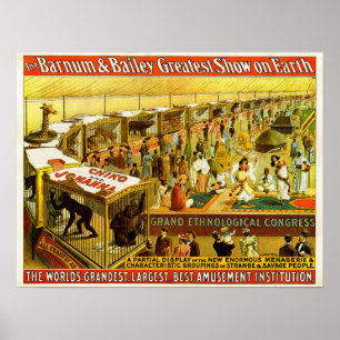 Affiche Le congrès ethnologique grand Barnum et cirque de