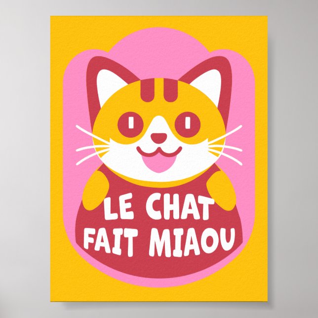 Affiche Le Conversation Fait Miaou Cute French Orange Tabb (Devant)